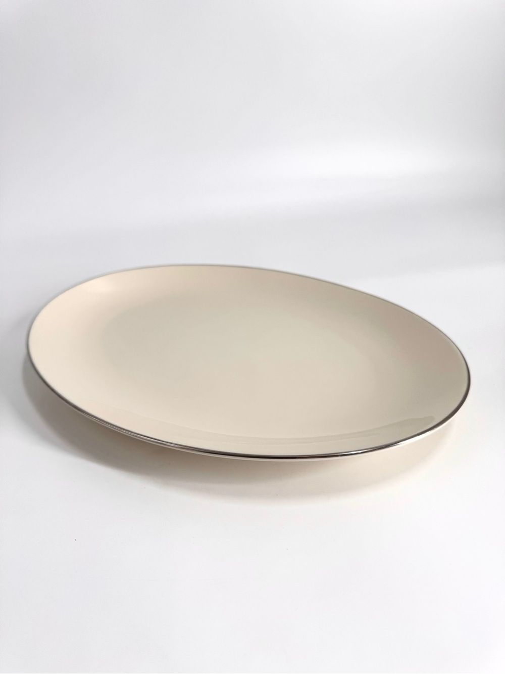 VTG-USA LENOX Olympia Platinum 13.5" Oval Ivory Porcelain Serving Plater PL X-30
